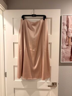 French Connection Dusty Blush Satin Maxi Slip Skirt